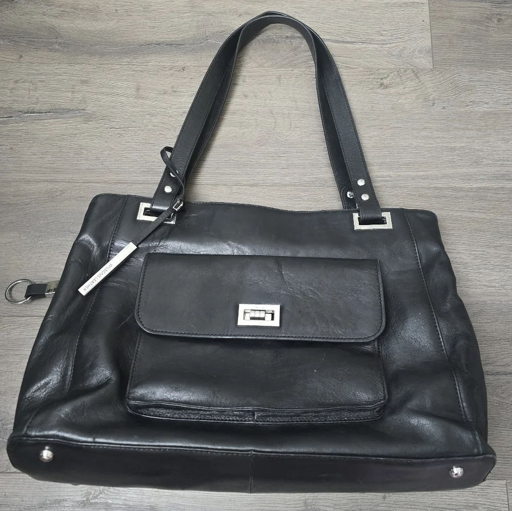 Wilsons Leather Roma Executive Tote Bag Purse Black Travel Quietly Luxury